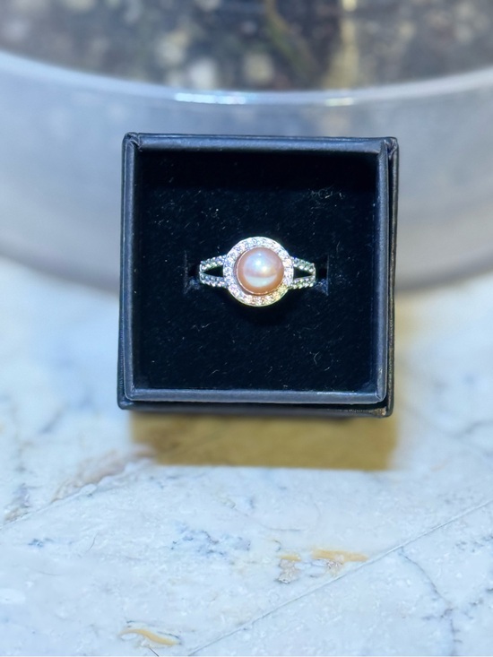 Handmade Jewelry - Pink Pearl Halo Ring